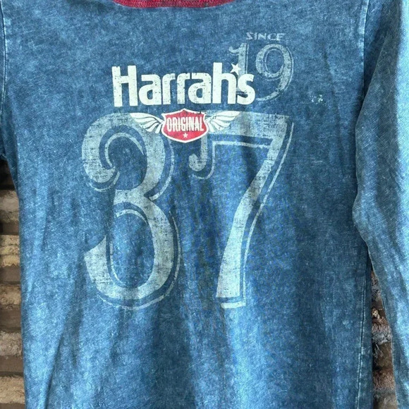 Harrah's Original Blue Hoodie Long Sleeve T Shirt - Picture 6 of 6